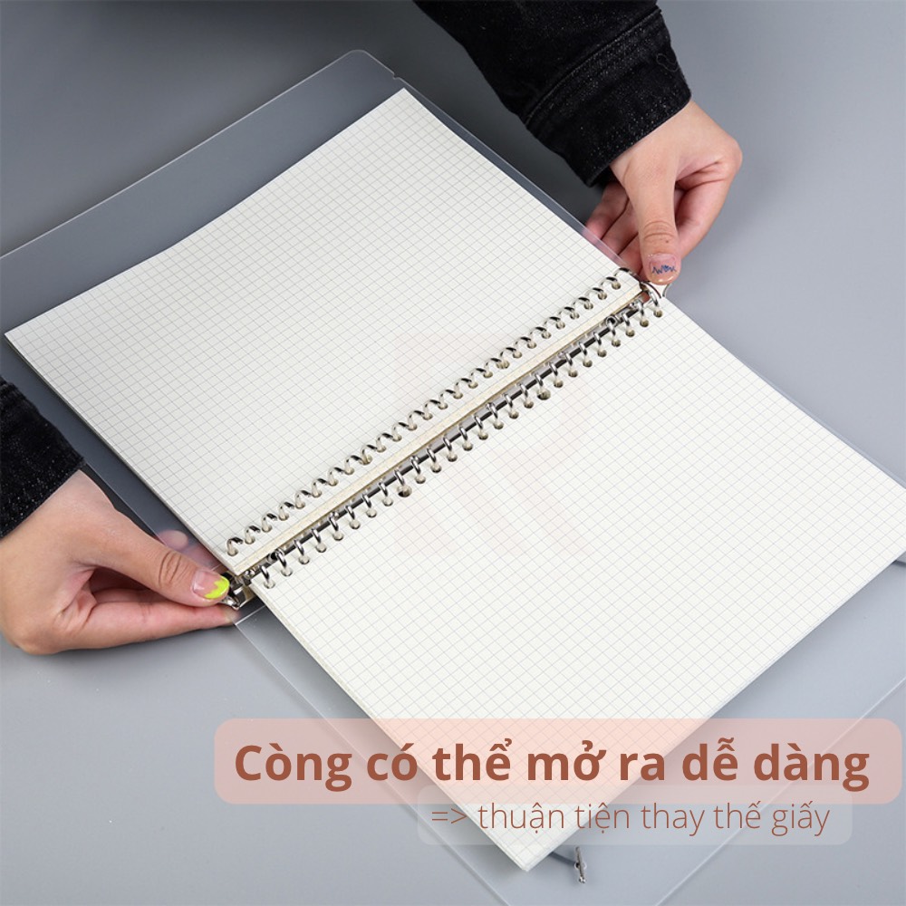 Bìa sổ tay bìa nhựa / Bìa gáy còng có thể thay lõi, ruột sổ  nhiều size A5-B5-A4 