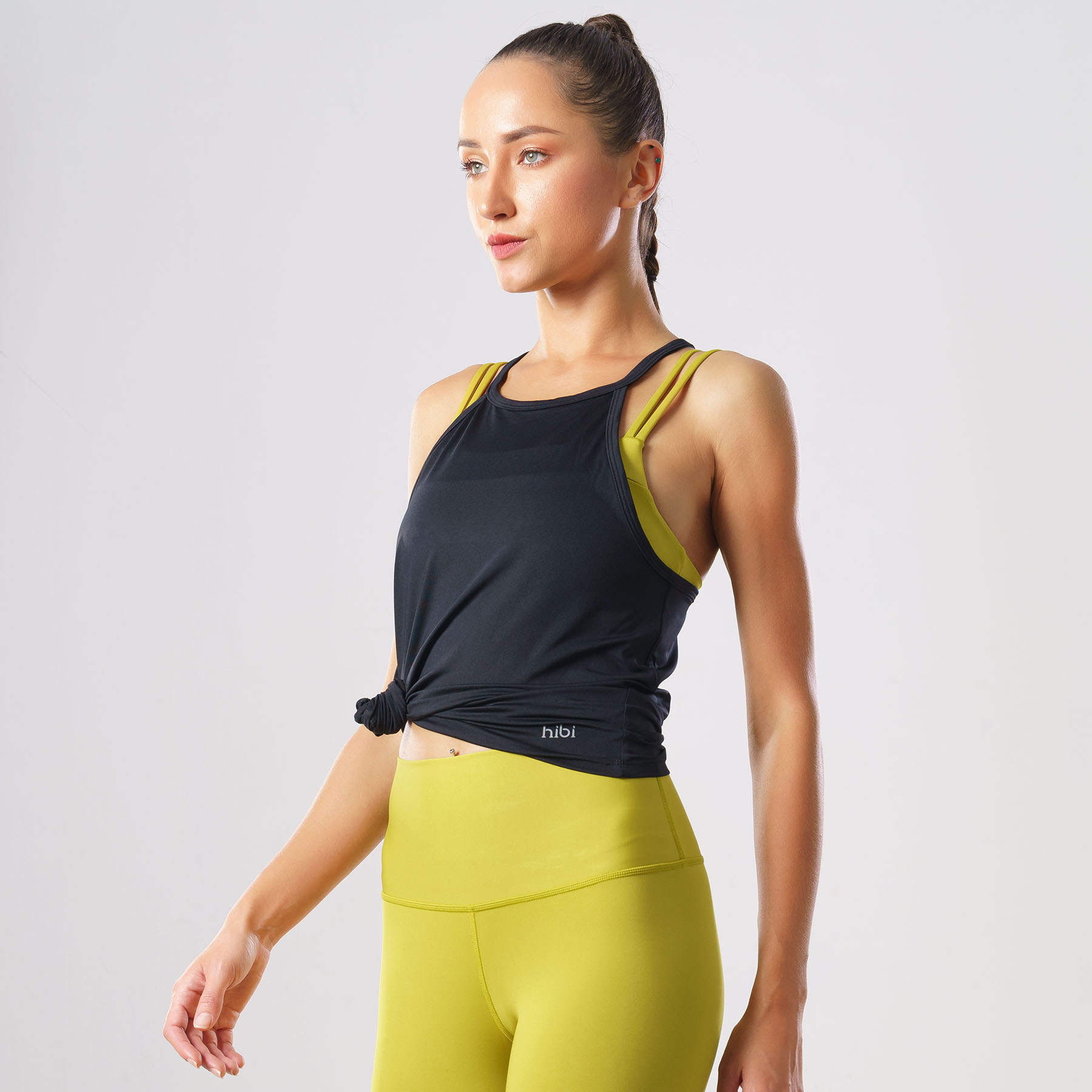 Áo tanktop tập Yoga mặc ngoài - kiểu 2 dây cổ yếm Hibi Sports TA709