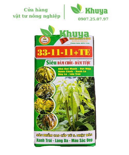 Phân bón NPK Sumo 33-11-11 + TE 1KG Nhú đọt - Xanh lá - Lớn trái