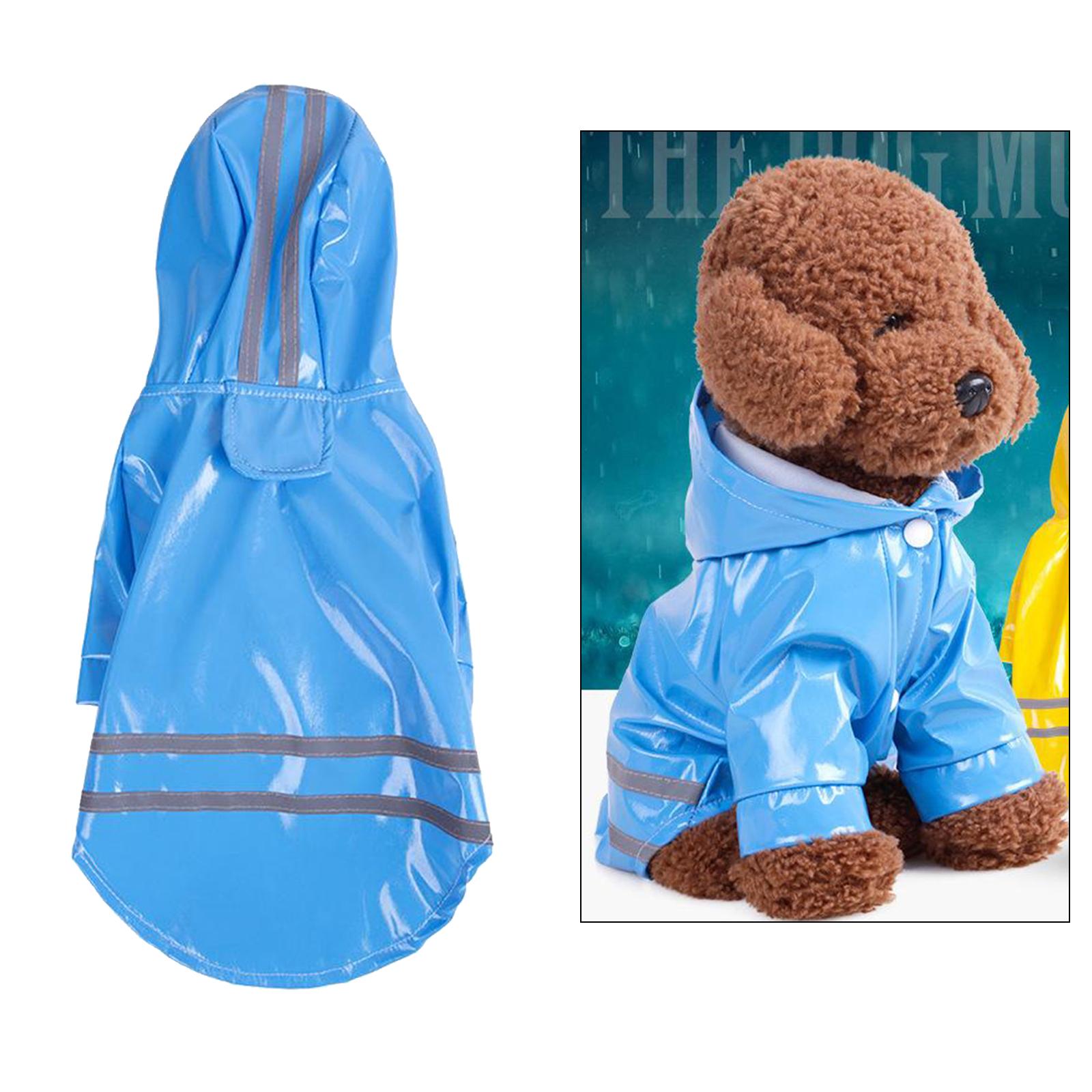 Dog Raincoat with Hood Doggie Reflective Jacket Waterproof S- XL