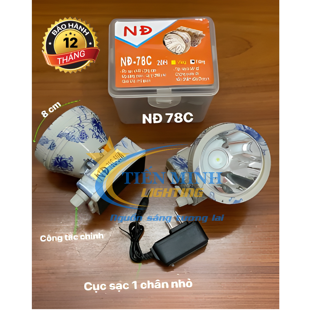 Đèn đội đầu NĐ-78C (nút chỉnh), công suất 50W, ánh sáng trắng/vàng, chế độ sáng mạnh/dịu