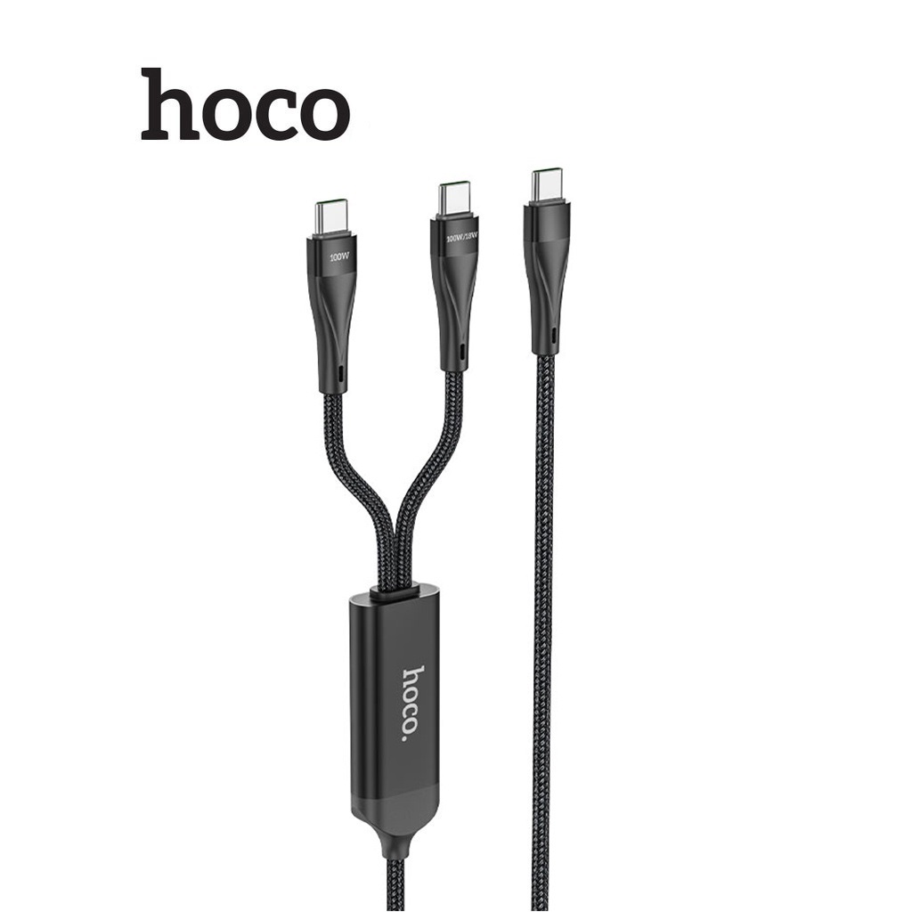 Cáp Sạc Nhanh Dành Cho Hoco. U102 100W Super Type-C To Type-C + Type-C Dài 1.5m Dây Dù Siêu Bền Hàng Chính Hãng