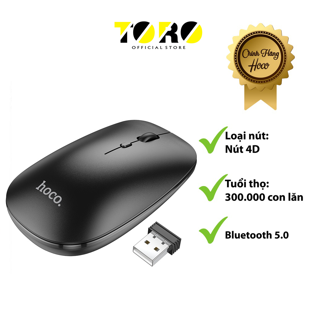 Chuột Máy Tính Không Dây Ho co GM15, Bluetooth 5.0, Tuổi Thọ Cao, Tương Thích Với Nhiều Dòng Máy - Bảo hành 12 tháng