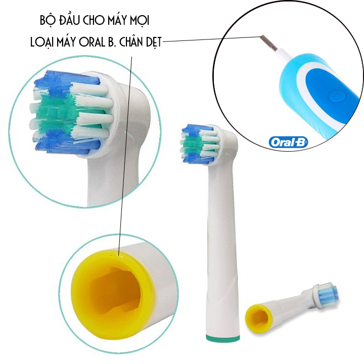 Bàn chải điện, đầu bàn chải oral b - Làm sạch răng, phòng sâu, sạch sẽ bề mặt răng, kẻ răng, đường viền nướu. Răng miệng sạch, khỏe mạnh và thơm tho tự tin khoe nụ cười rạng ngời - QuaTangMe Extaste