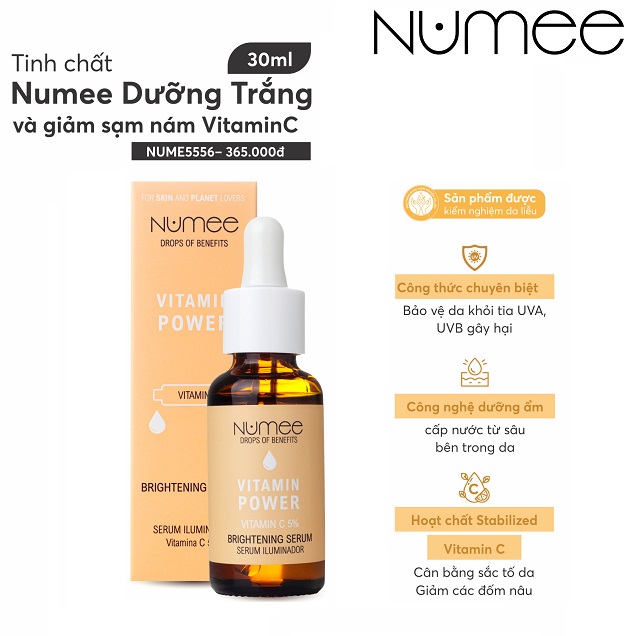[Tặng kem dưỡng mắt] Tinh chất Numee dưỡng trắng và giảm sạm nám Vitamin C 30ML