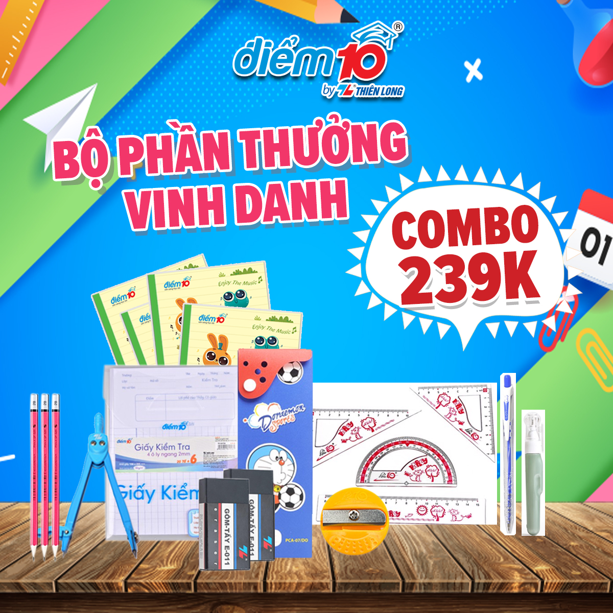 Bộ phần thưởng vinh danh - CẤP 2 - Tặng cặp tiện lợi màu ngẫu nhiên