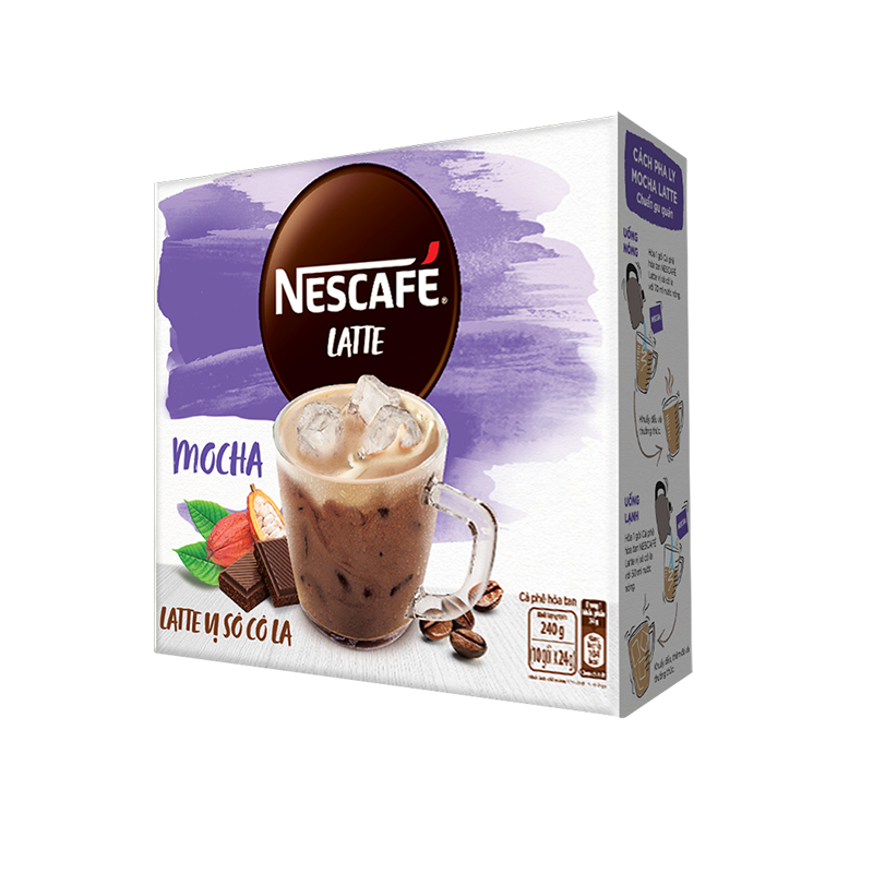 [Tặng Ca Đá Giữ Nhiệt 1.5L Nescafe] Combo 3 Hộp Cà phê hòa tan NESCAFÉ Latte Vị Sô cô la (Hộp 10 gói x 24g)