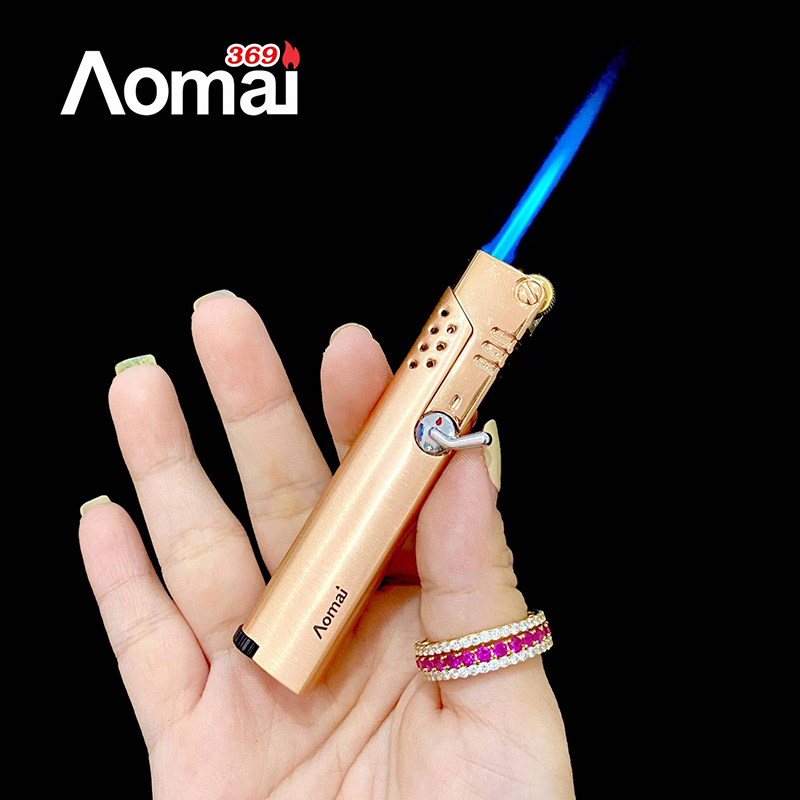 Bật Lửa Khè Gas Đá Aomai AM369 Kim Loại – Xài Gas (giao màu ngẫu nhiên)