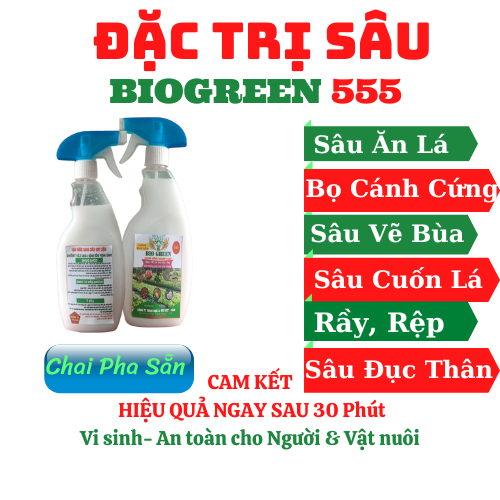 Biogreen 555– Thuốc trừ sâu rầy hiệu quả cao. Chuyên đặc trị sâu bệnh hại cây &amp; cung cấp dinh dưỡng cho cây