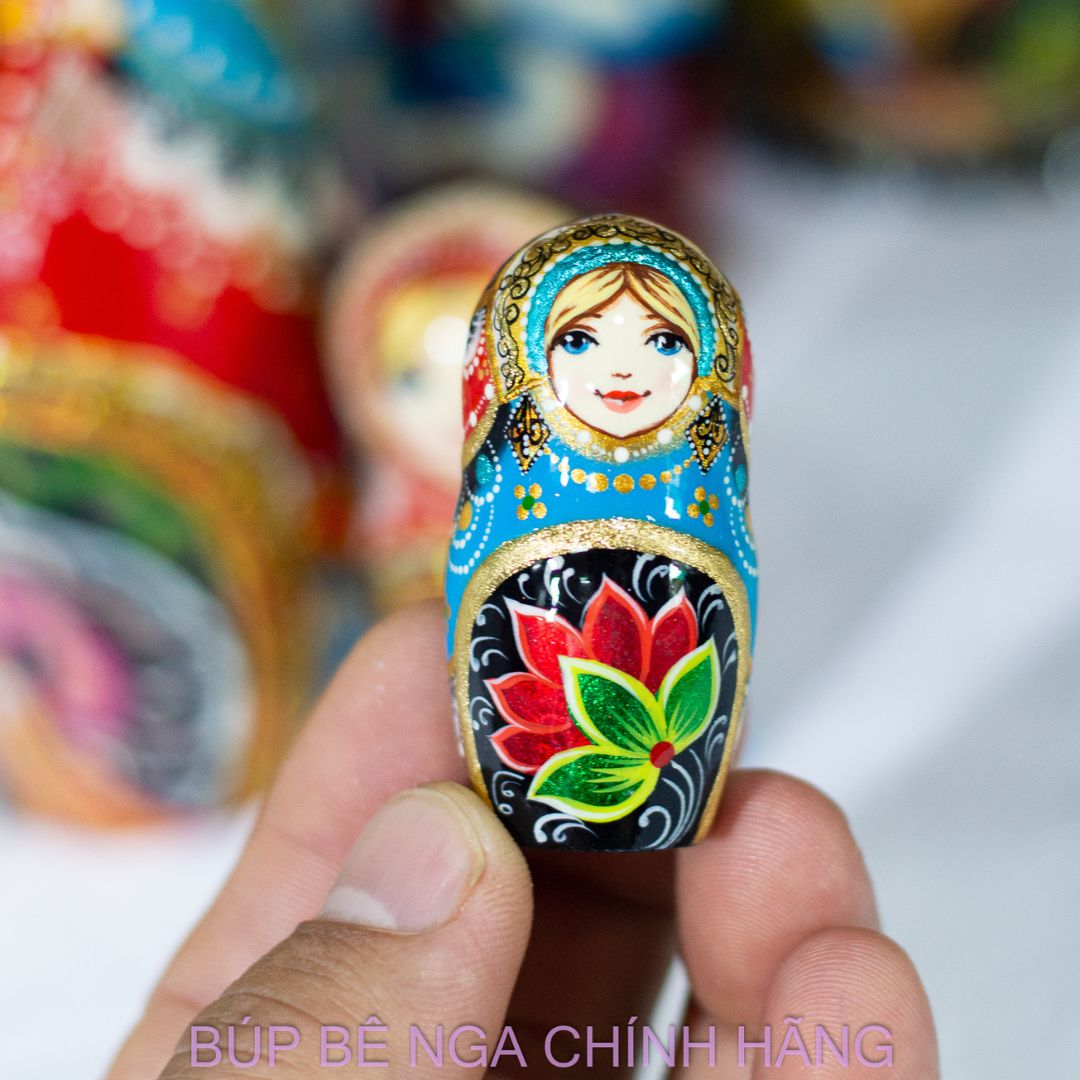 BỘ BÚP BÊ NGA MATRYOSHKA CAO CẤP 5 LỚP 20CM KHẮC CHẠM NỔI HOA VĂN "CHUYỆN CỔ TÍCH VUA SALTAN" CỰC ĐẸP