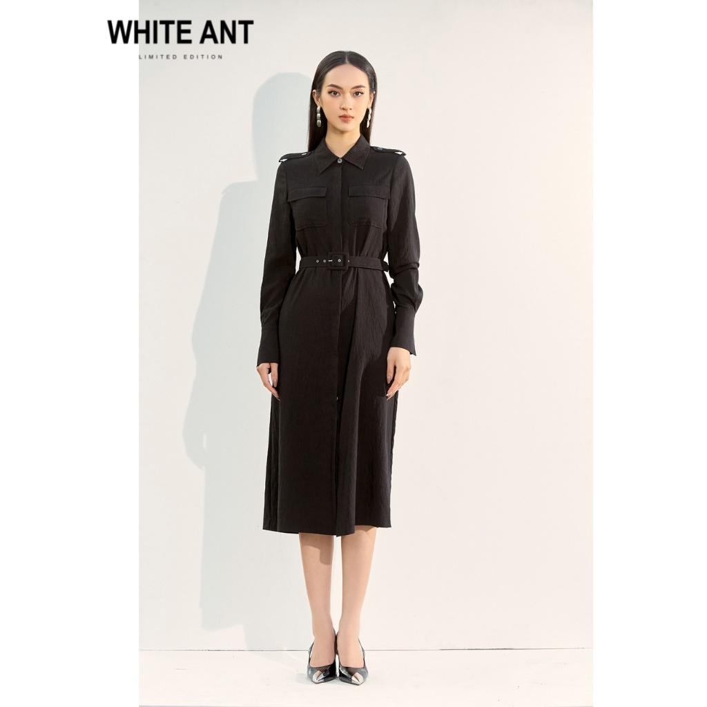 Đầm Dáng Suông Nữ WHITE ANT RABATIT SHIRT DRESS Thiết Kế Cổ Đức Có Cá Vai, Chất Liệu Linen Rayon Mịn Nhẹ 120400051