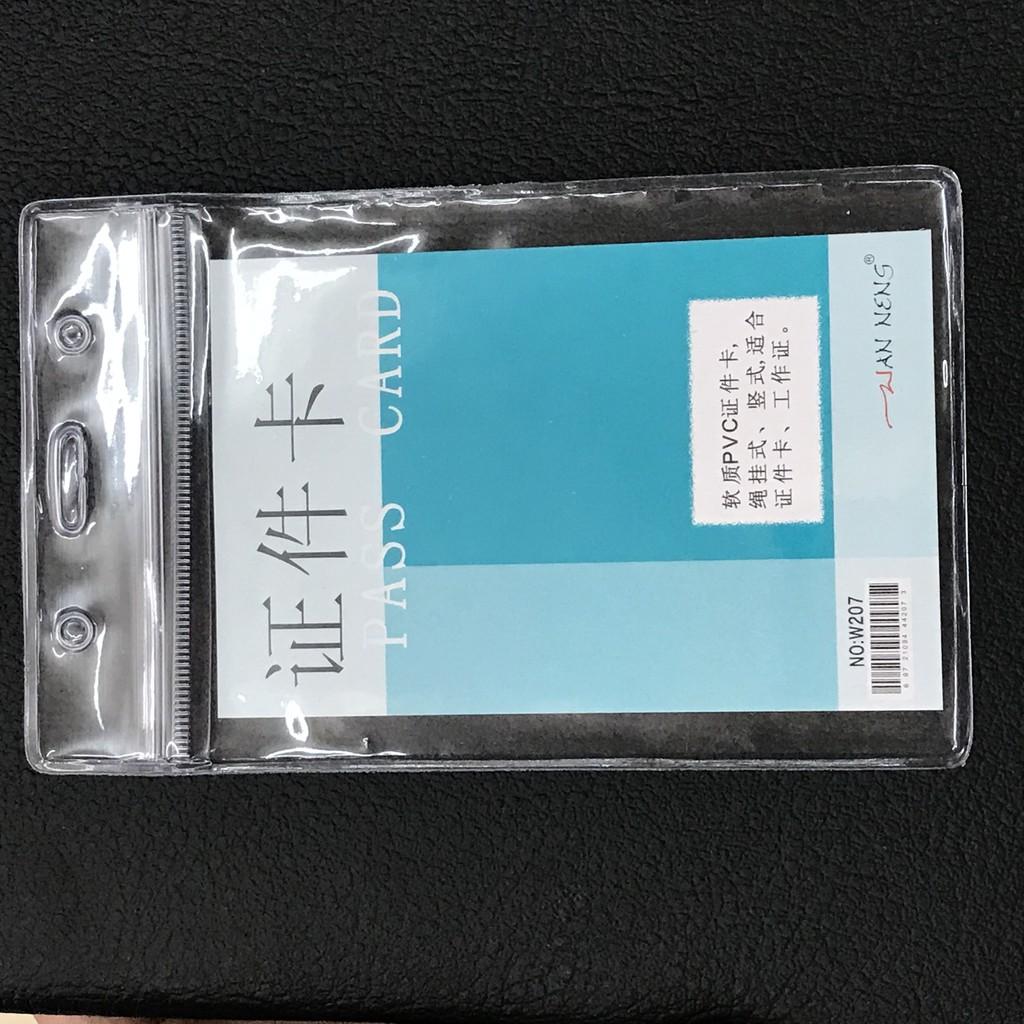 Thẻ đeo bảng tên dẻo 72mm x 102mm - Thẻ dẻo TL 207 có nắp zipper dán chống nước