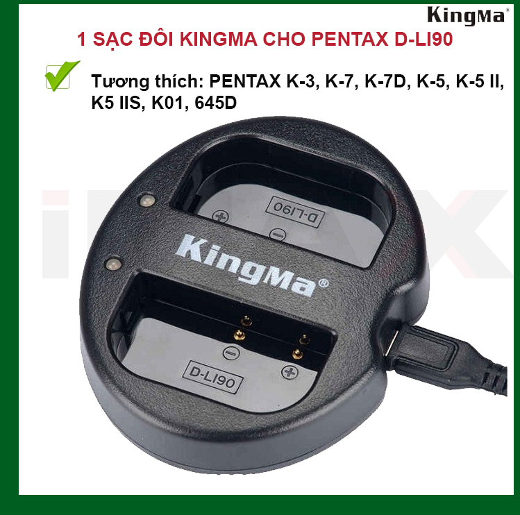 SẠC ĐÔI KINGMA CHO PENTAX D-LI90 - HÀNG CHÍNH HÃNG