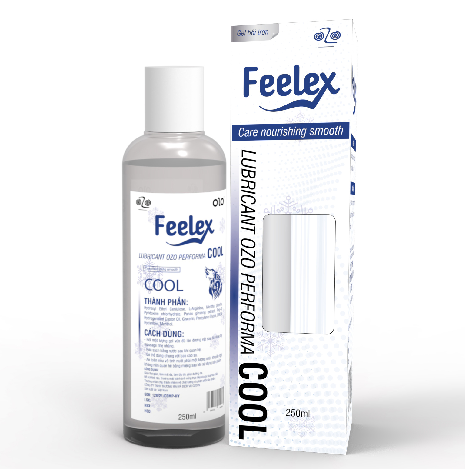 Gel bôi trơn Feelex Lubricant Cool mát lạnh, gấp đôi độ trơn - Lọ 250ml