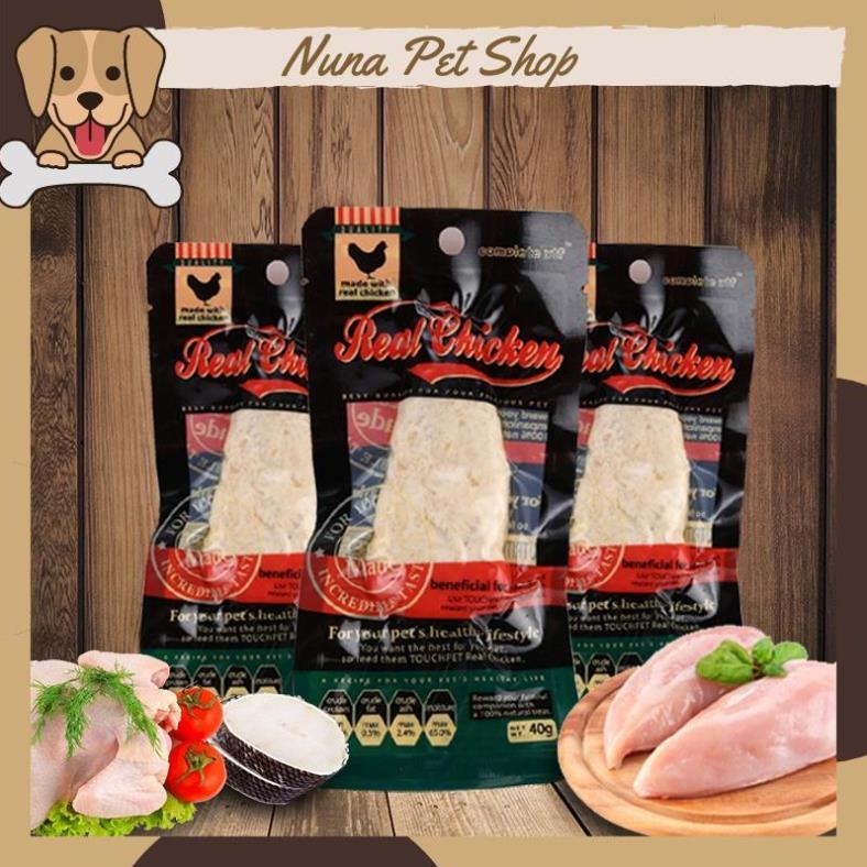 Ức gà hấp ăn liền cho chó mèo - Ức gà Pet Snack, Real Chicken, Masti cho thú cưng (40g)