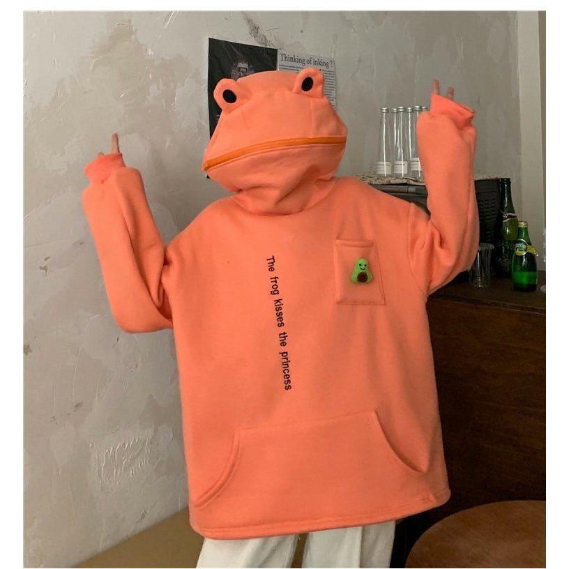 Áo Hoodie Nam và Nữ Tay Dài Có In Hình Con Ếch Thời Trang Cá Tính