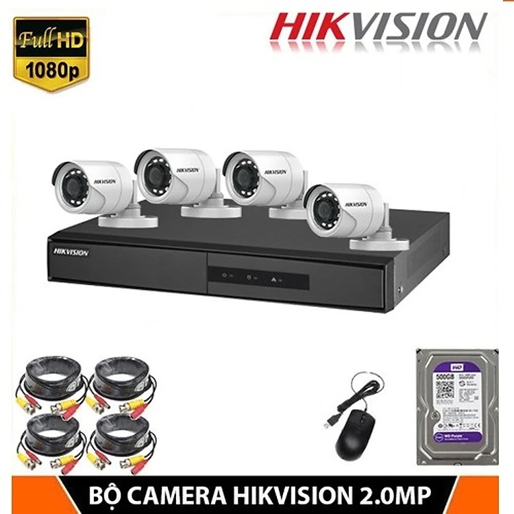 Trọn Bộ 4 Camera Hikvision quan sát ngoài trời chống trộm Hikvision - Hàng Chính Hãng