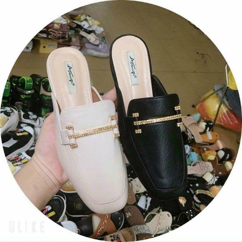 SỤC DA MỊN KHUY NGANG MẢNH ĐÍNH ĐÁ ĐEN KEM - 2P