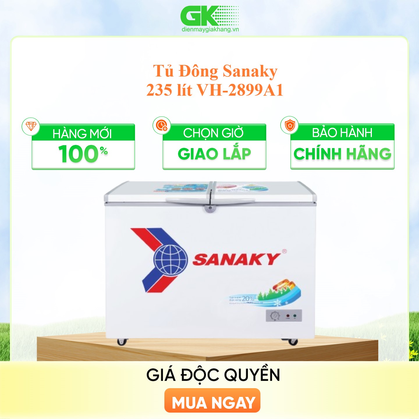 Tủ Đông Dàn Đồng Sanaky VH-2899A1 1 Ngăn 2 Cánh (280L) - Hàng Chính Hãng