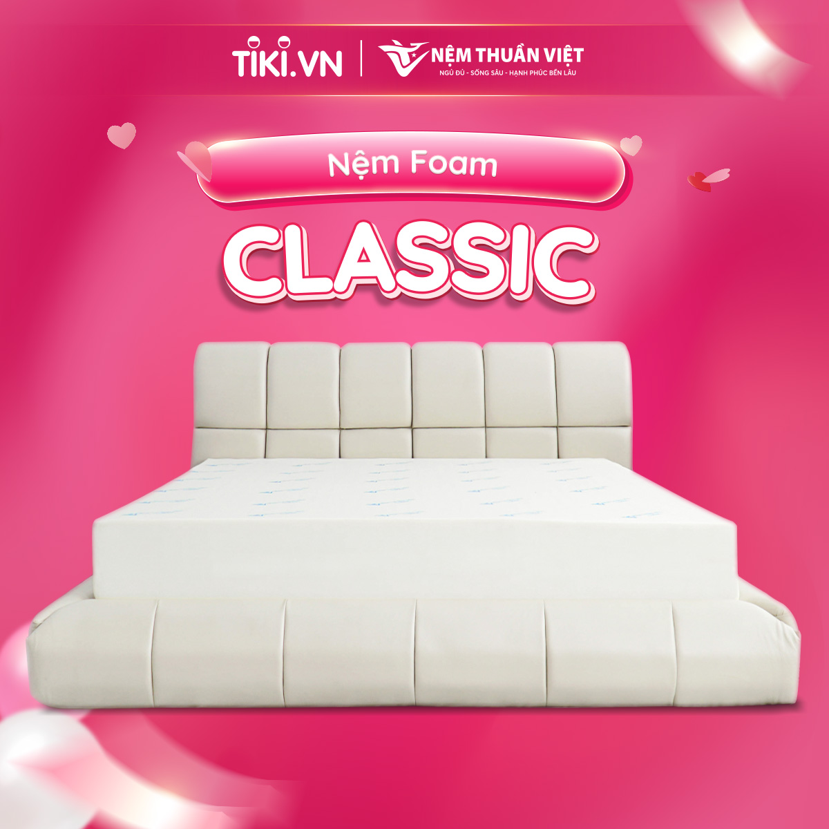 Nệm Foam Thuần Việt Classic - Chất Liệu Foam Cao Cấp, Êm Ái, Bền Bỉ, Bảo Hành 7 Năm