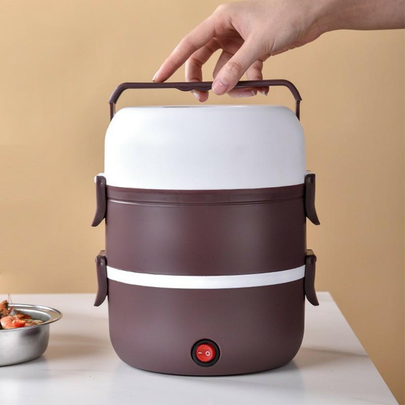 Hộp Cơm Cắm Điện Giữ Nhiệt 3 Tầng Inox, Chức Năng Nấu Chín, Ủ Nóng Cơm, Thức Ăn Tặng Kèm Móc Khóa Shopping Online - Free Ship Toàn Quốc