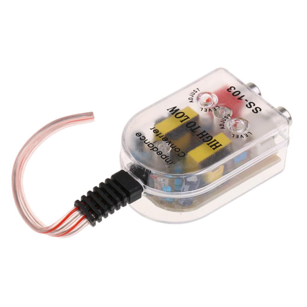 Auto Car High to Low Impedance Converter Adapter Speaker to RCA Line