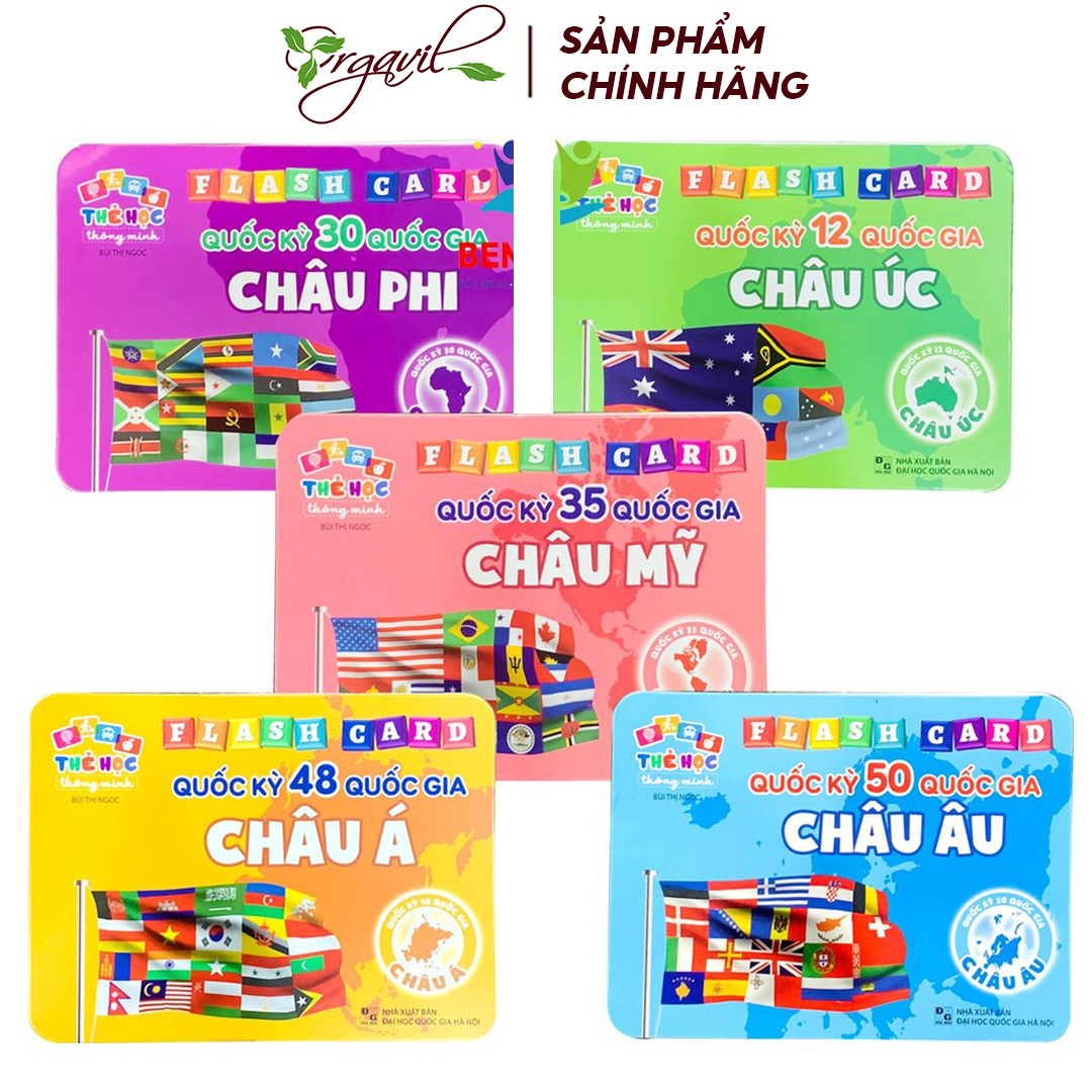 Flashcard Cờ Các Nước, Quốc Kỳ Các Quốc Gia Trên Thế Giới - Flashcard Song Ngữ Tiếng Anh, Tiếng Việt Cho Bé - Orgavil