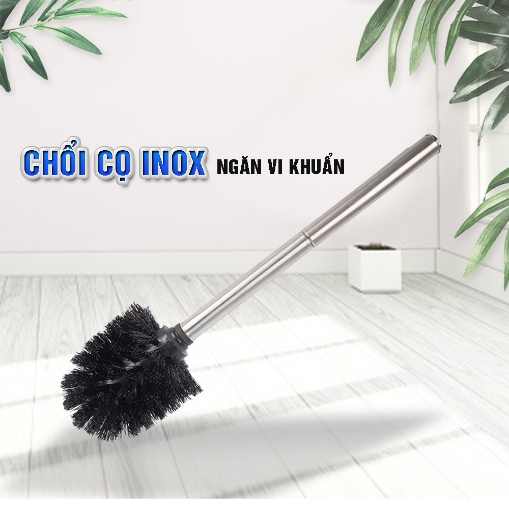 Bộ cốc chổi cọ bồn cầu, toilet nhà vệ sinh, sàn nhà treo tường, có giá đỡ bằng Inox 304 kháng khuẩn, không cần khoan, DAN HOUSE 3.11.11