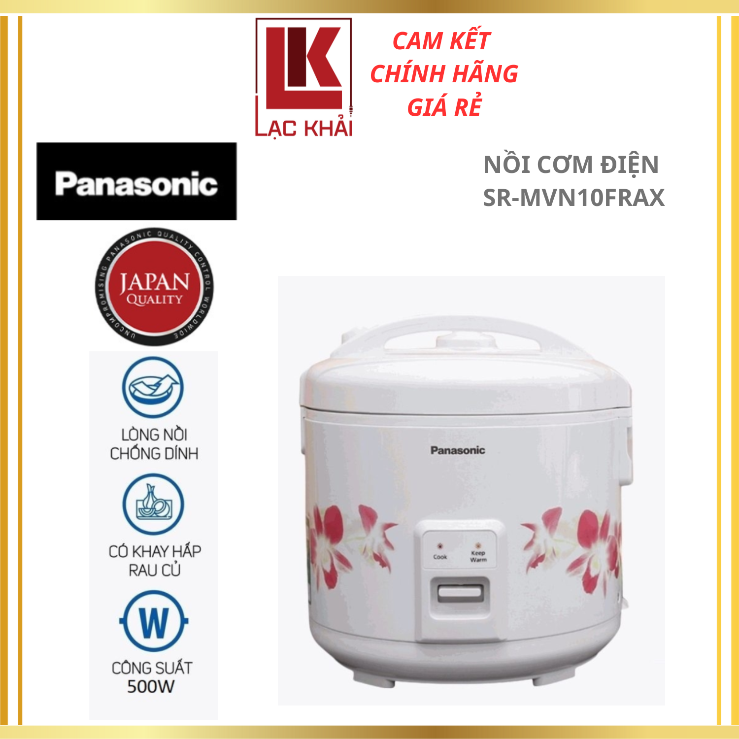 Nồi cơm điện nắp gài 1L Panasonic SR-MVN10FRAX - Hàng Chính Hãng - Bảo hành 12 tháng chính hãng