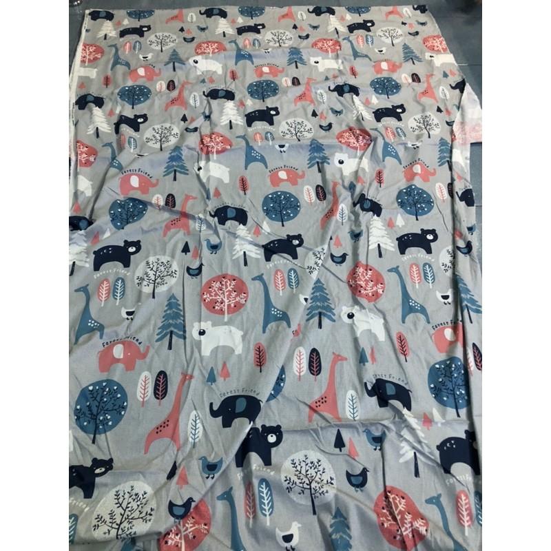 vải hoạt hình may drap cho bé-vải cotton mềm mịn hình gấu