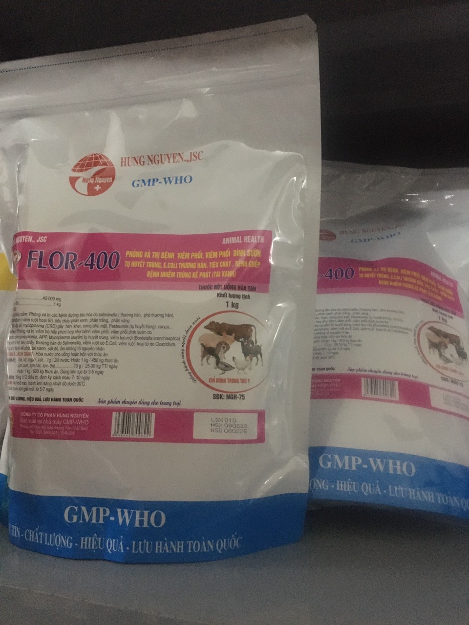 Flo 400/flo400/flo 4% (1kg-Hùng Nguyên) dùng cho chó, mèo, gia súc, gia cầm