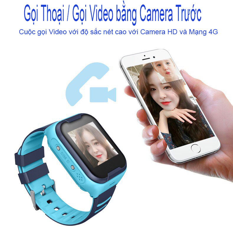 Đồng hồ thông minh trẻ em Anncoe AC86F nghe gọi bằng Video Call Định vị 4G + GPS + Wifi Chống nước IP67+ Hàng Chính Hãng