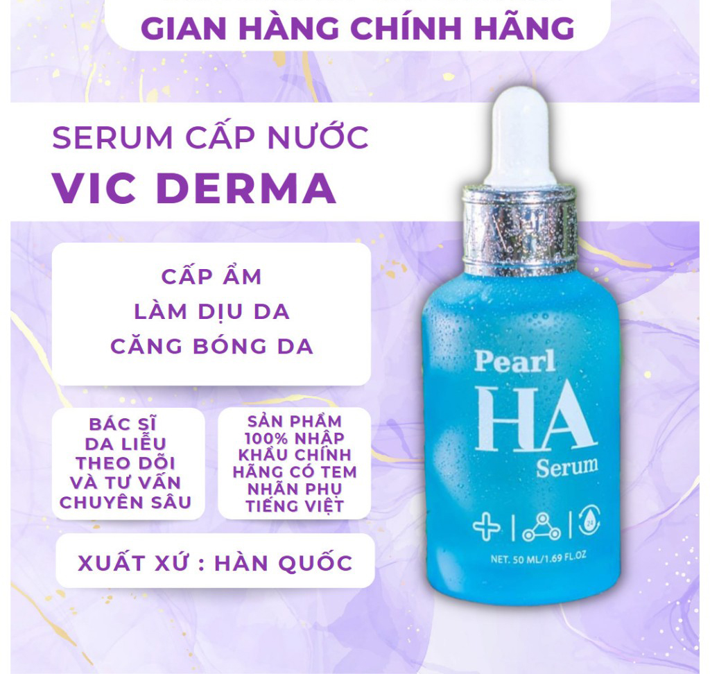 Chính hãng] Serum Vicderma HA Pearl Cấp Ẩm Phục Hồi 50ml ( Mẫu mới )