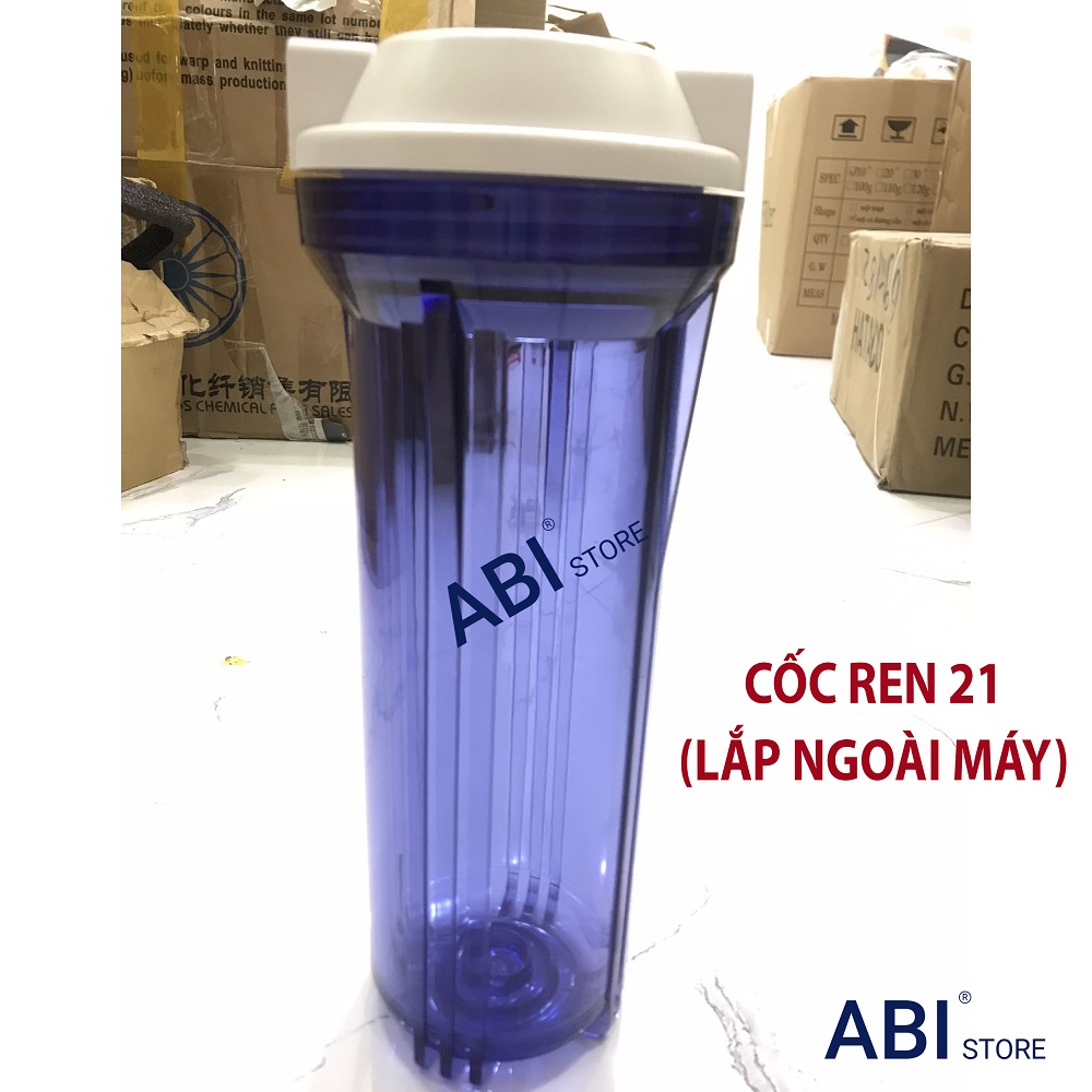 CỐC LỌC NƯỚC 10 INCH REN 21mm TRONG KÈM CÚT HÀNG ĐẸP GIÁ RẺ HÀ NỘI