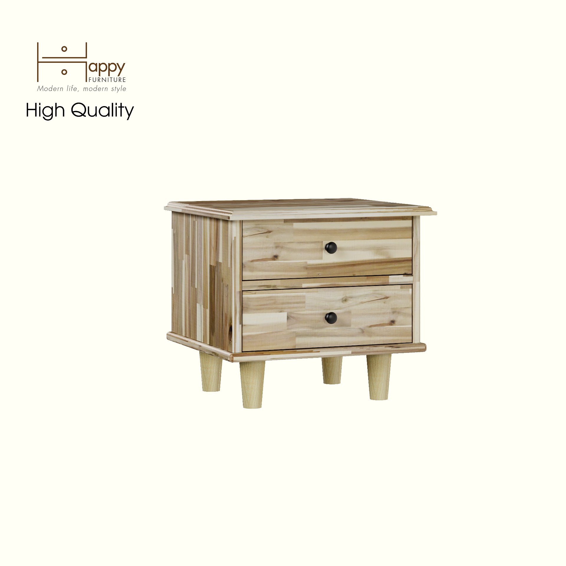 HAPPY FURNITURE , Gỗ tự nhiên , Táp đầu giường 2 ngăn kéo - FARAH , THK_178 , 40cm x 45cm x 40cm