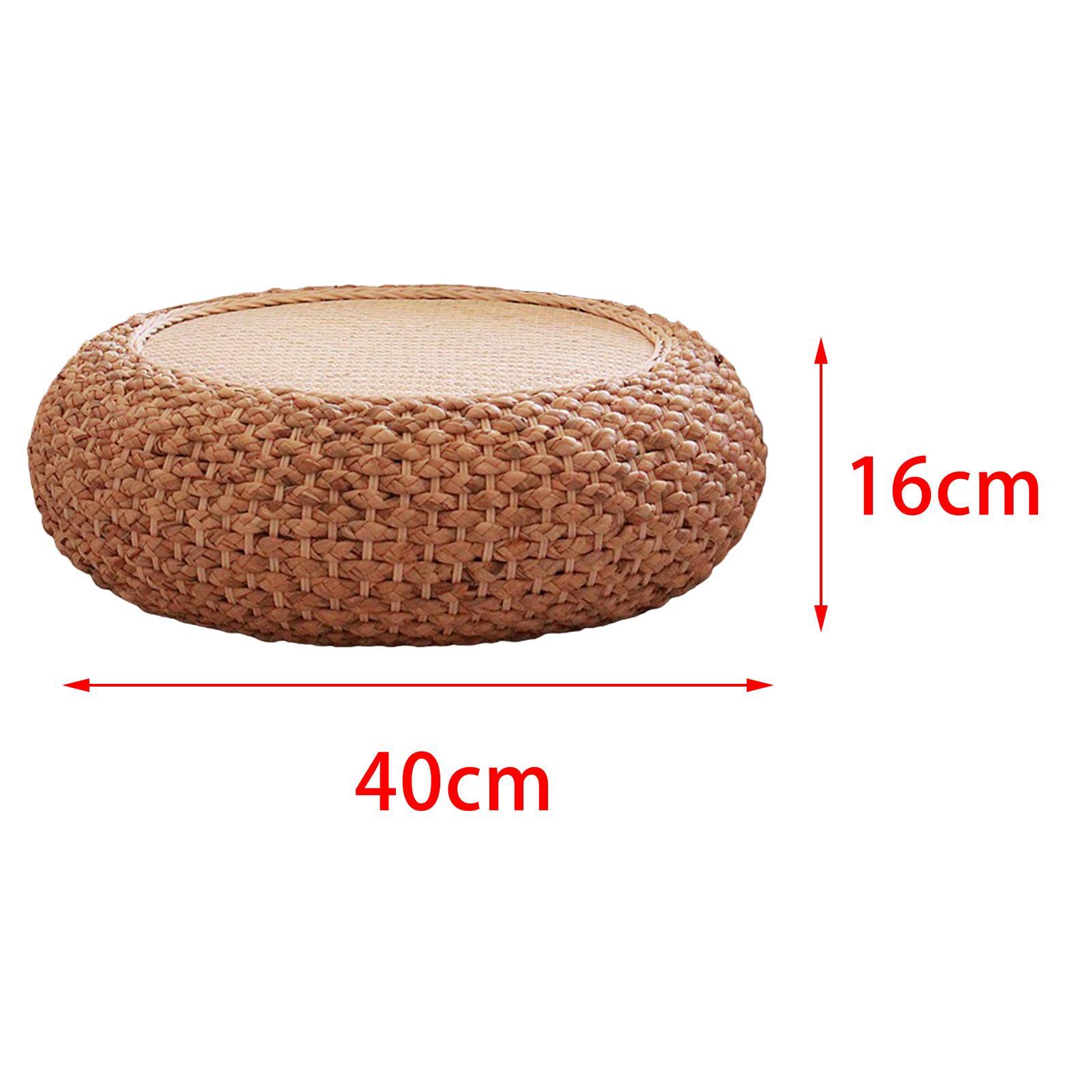 Woven Straw Cushion Tatami Floor Pillow Pouf for Office Garden