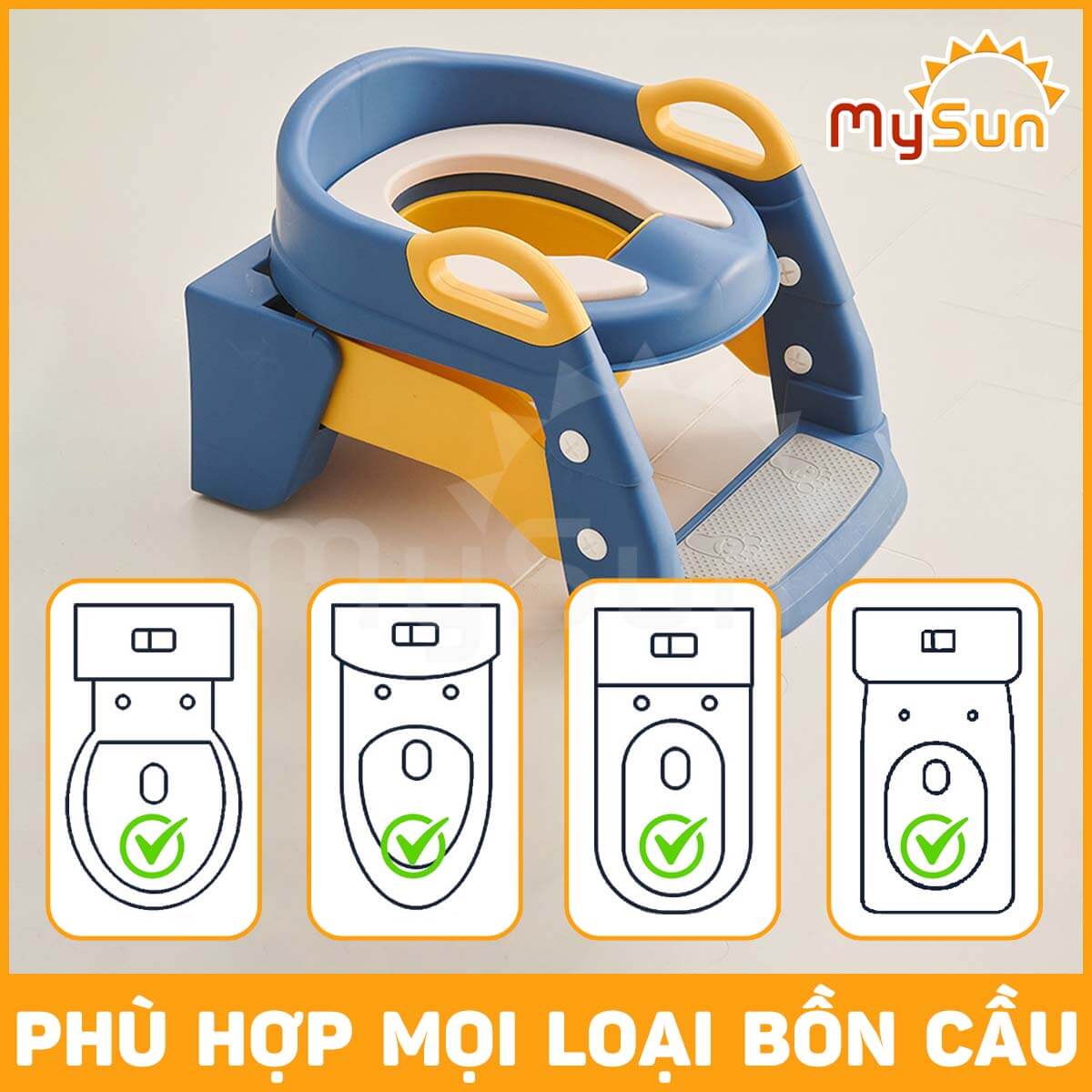 Ghế bô ngồi bồn cầu vệ sinh toilet cho bé trai gái 1 2 3 4 5 tuổi tập đi vệ sinh MySun