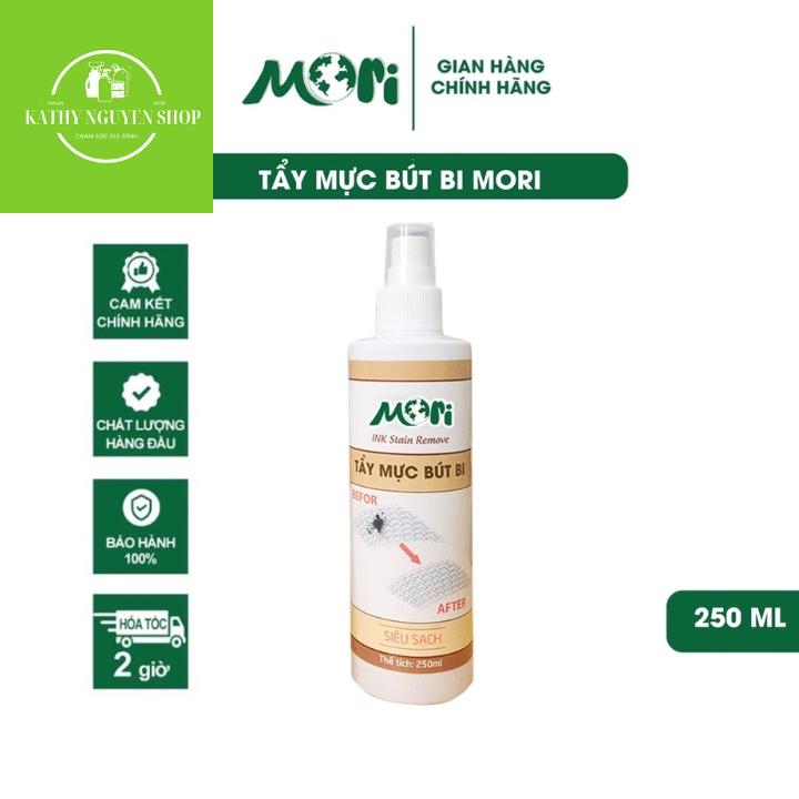 TẨY MỰC BÚT BI MORI, TẨY SẠCH VẾT MỰC BÚT BI TRÊN ĐỒ VẢI MÀ KHÔNG LÀM BAY MÀU VẢI CHAI 250ML