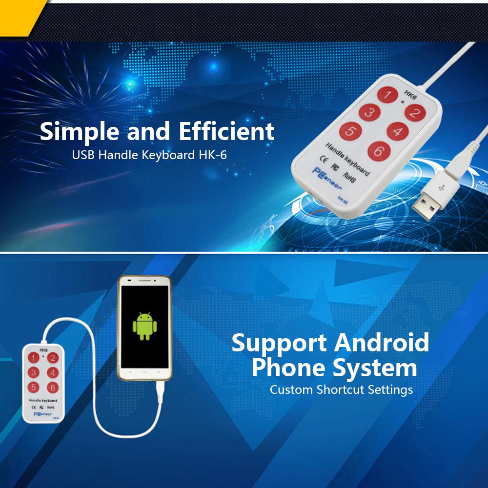 Bàn phím tay cầm HK_6 USB,6 phím tắt tùy chỉnh,Đa phương tiện