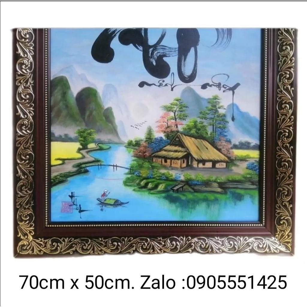 Tranh phong thủy. Thư pháp Quê hương.Quà tặng TÂN GIA, khai trương, ông bà, cha mẹ, đối tác. Quà tết.