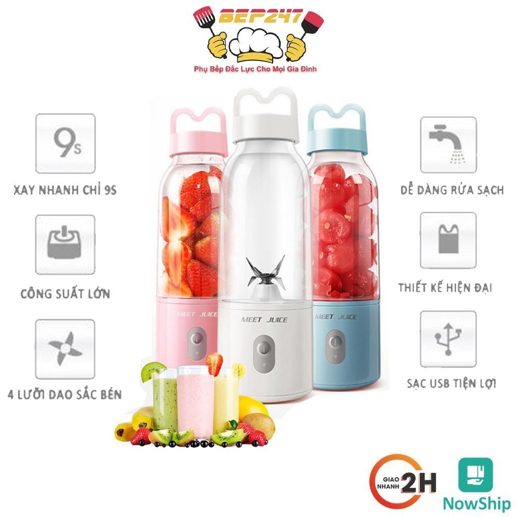 Máy Xay Sinh Tố Cầm Tay MEET JUICE Nhập Khẩu Đa Năng, Bảo Hành 6 Tháng Cối Thủy Tinh Cao Cấp - Dễ Dàng Sử Dụng