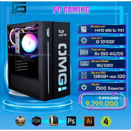 PC Gaming i3 10105F turbo max chiến game maxping LED RGB