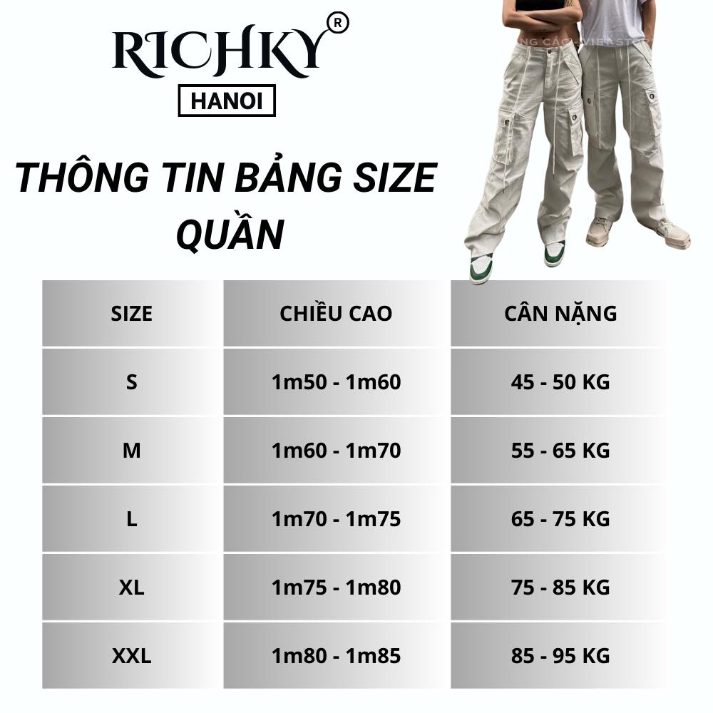 Quần Kaki Cargo Túi Hộp Ống Suông Richky Hanoi Màu Đen Q111