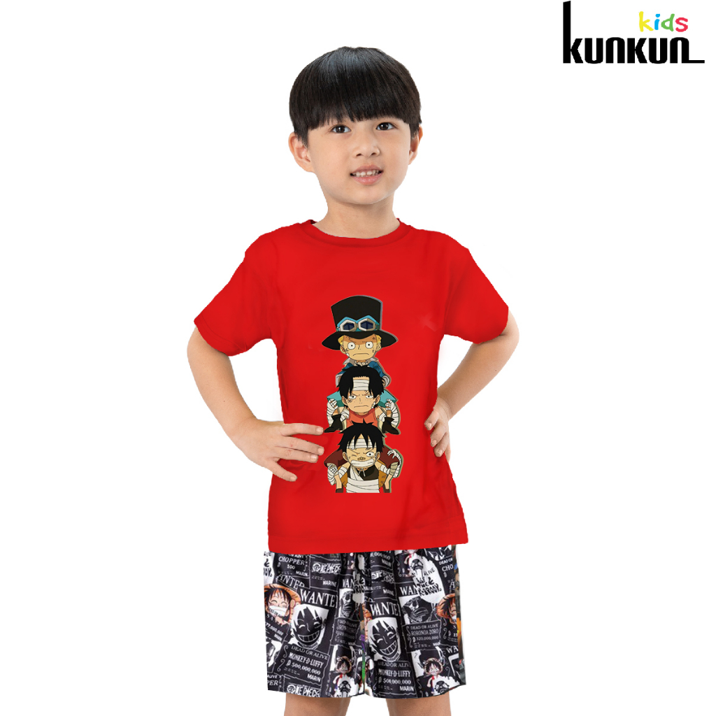 Áo bé trai cotton in 3D hình Bộ ba luffy Kunkun Kid x TH Fashion ACT0006 (Quần mua riêng)