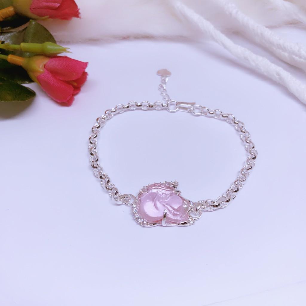 Lắc tay hồ ly dây xích bạc ta -