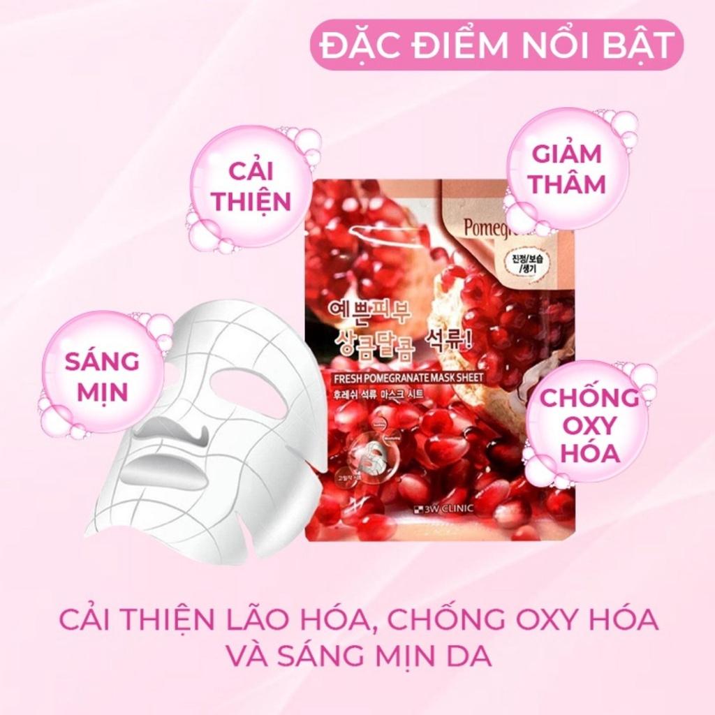 Mặt Nạ 3W Clinic Fresh Pomegranate Mask Sheet Dưỡng Trắng Chiết Xuất Lựu 23ml