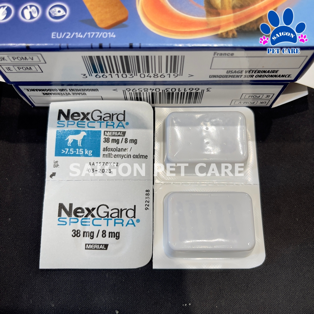 Nexgard Spectra phòng ngừa và trị ve rận, bọ chét, giun sán cho chó (1 viên)