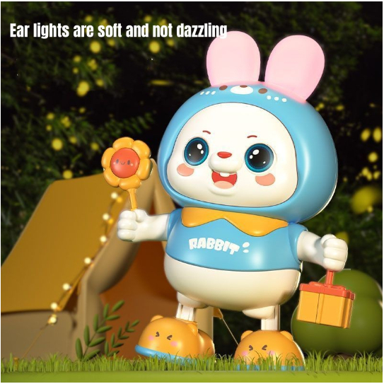 Đồ chơi thỏ robot nhảy múa có đèn nhạc di chuyển vui nhộn an toàn cho bé trai gái, quà tặng sinh nhật cho bé