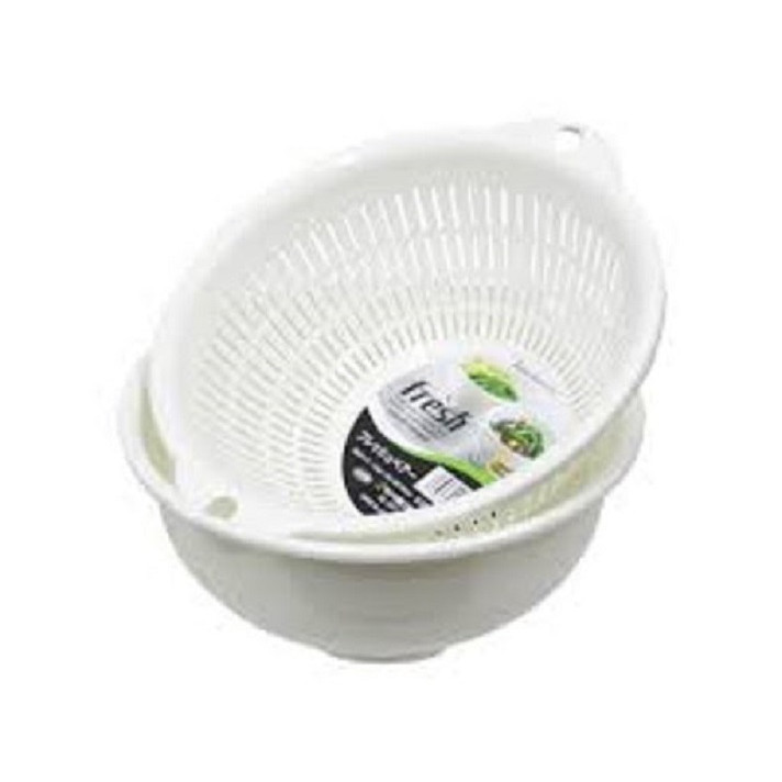 Bộ 01 chậu & 01 rổ nhựa dạng tròn Sanada Seiko 1.1L có tay cầm cao cấp tiện dụng - Hàng nội địa Nhật Bản.