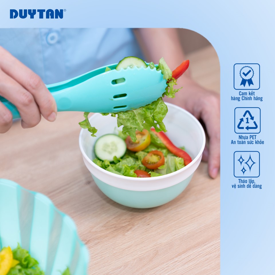 Bộ Salad DUY TÂN tiện lợi bao gồm bộ quay rau, chén, đồ gắp